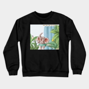 Cute elephant and crocodile Crewneck Sweatshirt